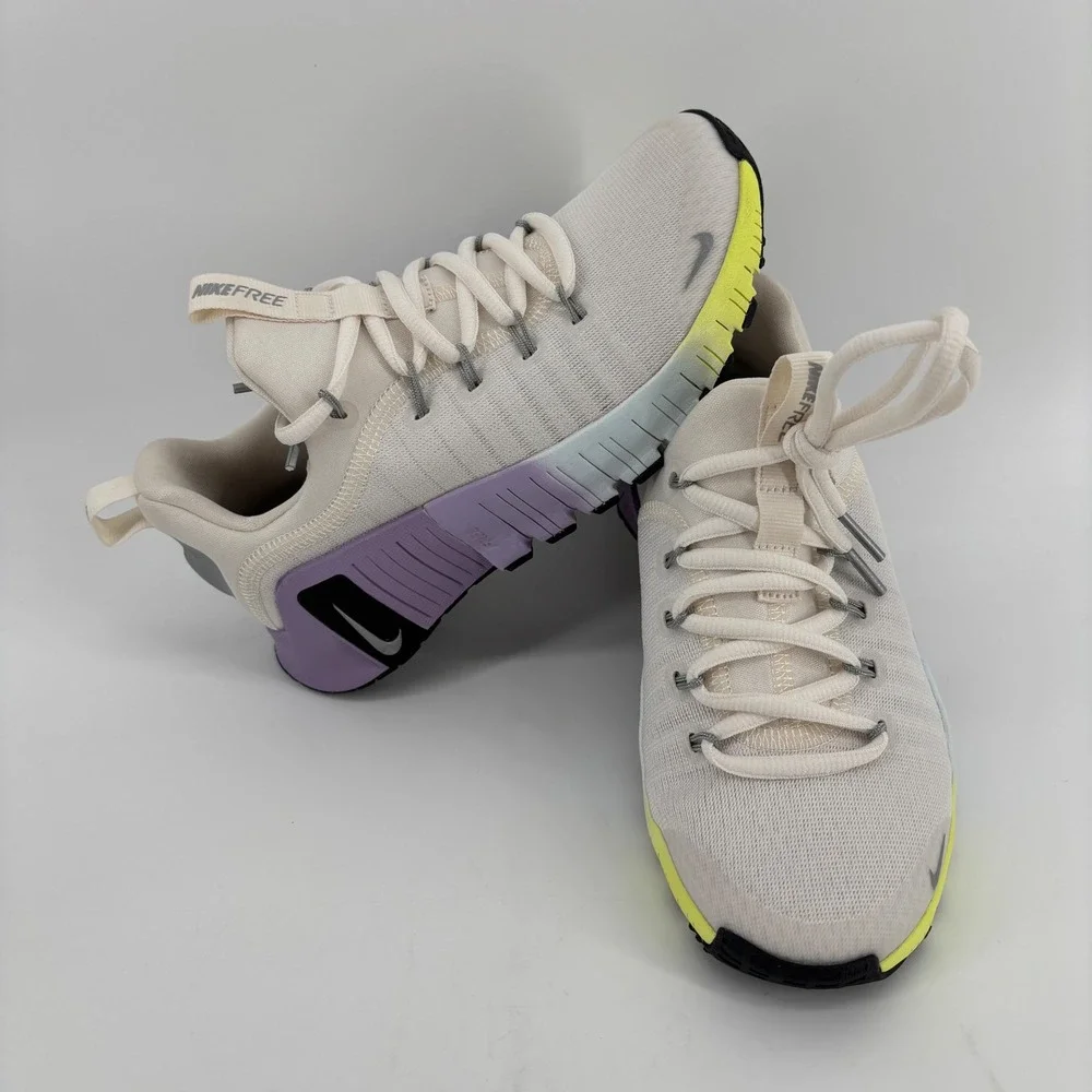Nike Free Metcon 6 Women 5 White Purple Yellow HJ6214-001 Training Shoes NWOT